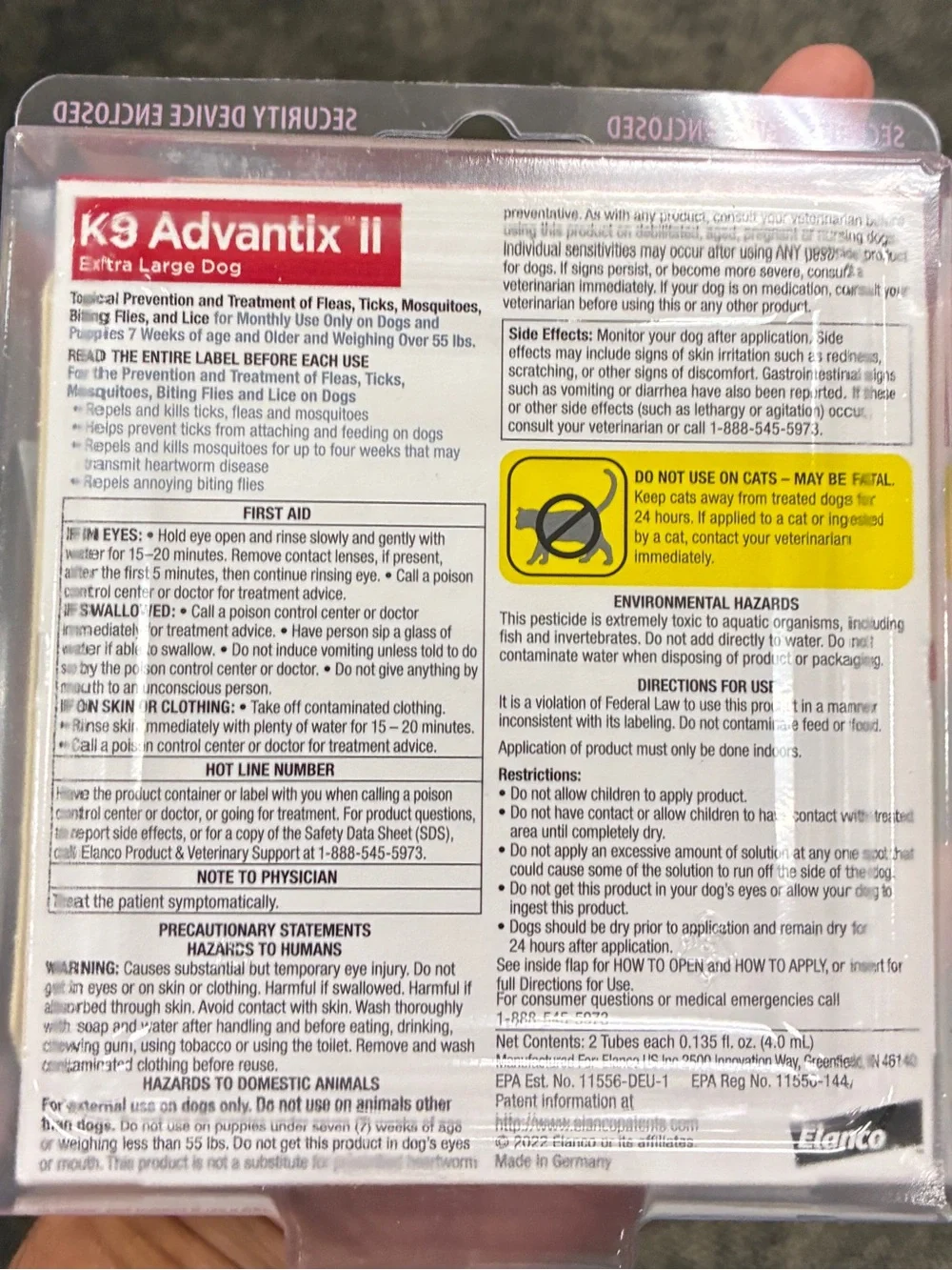 Elan K9 Advantix II Extra Large Dog Flea & Tick Treatment - NEW SEALED